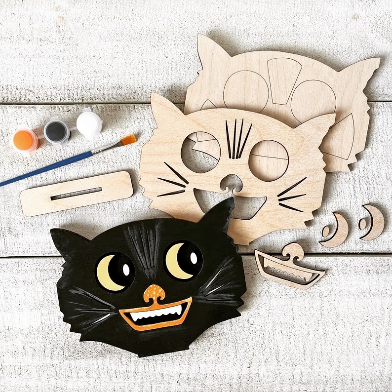 Beistle style black cat paint kit Halloween craft