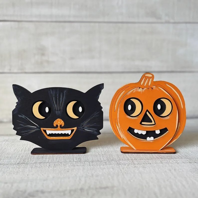 Beistle style black cat paint kit Halloween craft