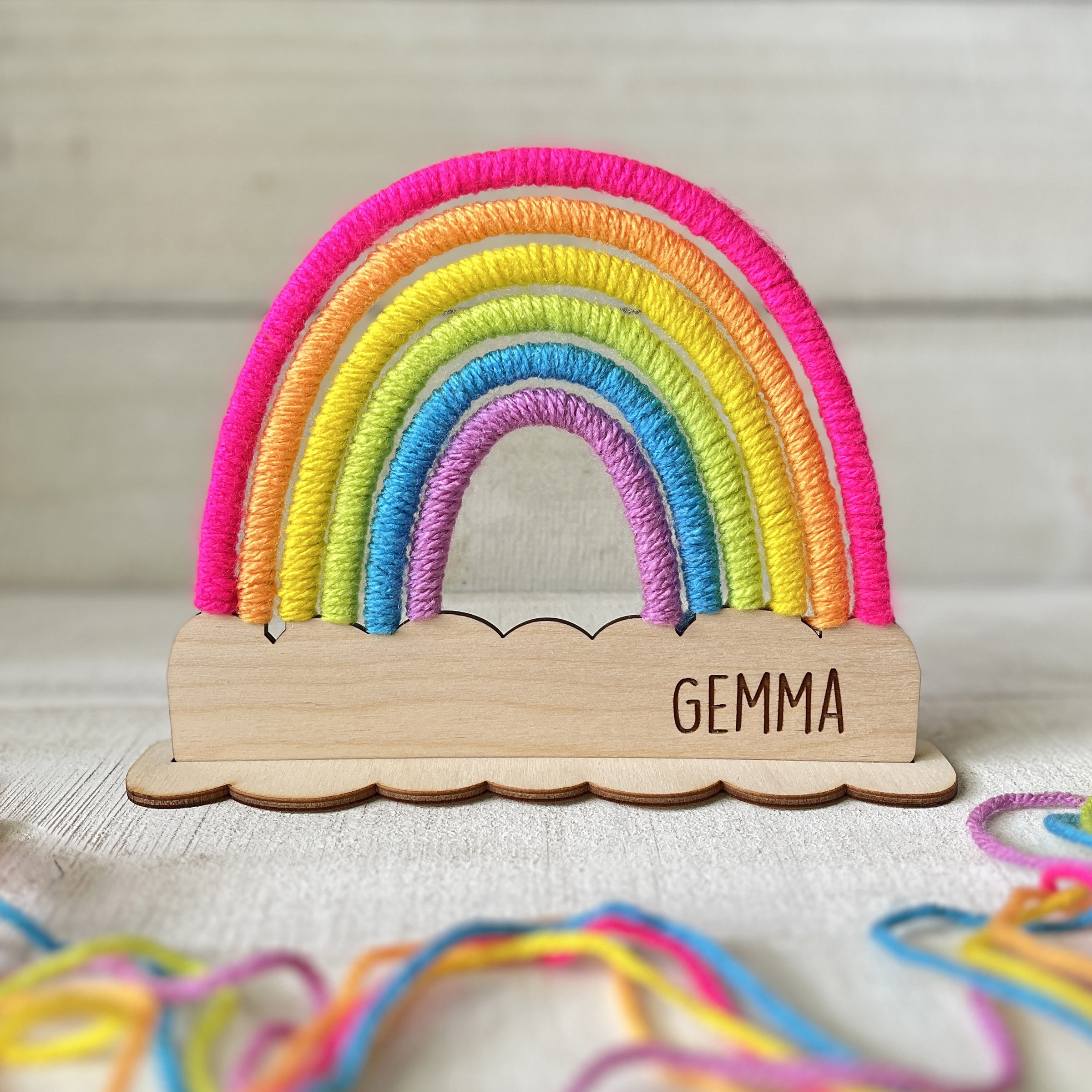 Rainbow Craft Kit Neon 2 Personalized Yarn Rainbow Craft Kit - Image 1
