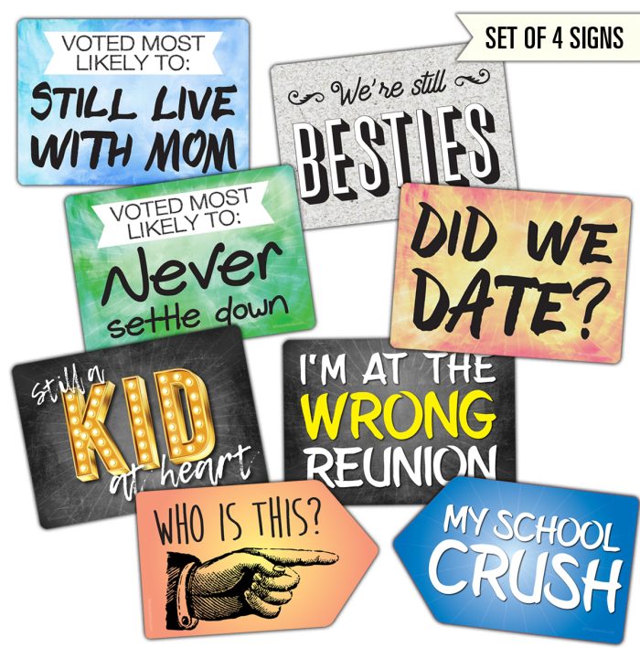 High School College Reunion Plastic Photo Booth Signs