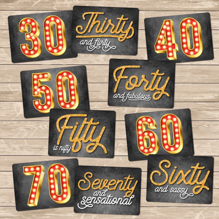 Milestone birthdays Plastic Photo Booth Signs