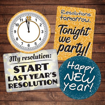 Happy New Year plastic photo booth signs