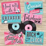 1950s Retro Party Mix - Set of 4 Photo Booth Signs